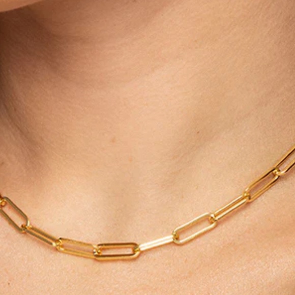 Gold Paperclip Chains Link Cable Chain Necklace Oval Gold 23 4/8" long. - Picture 5 of 11